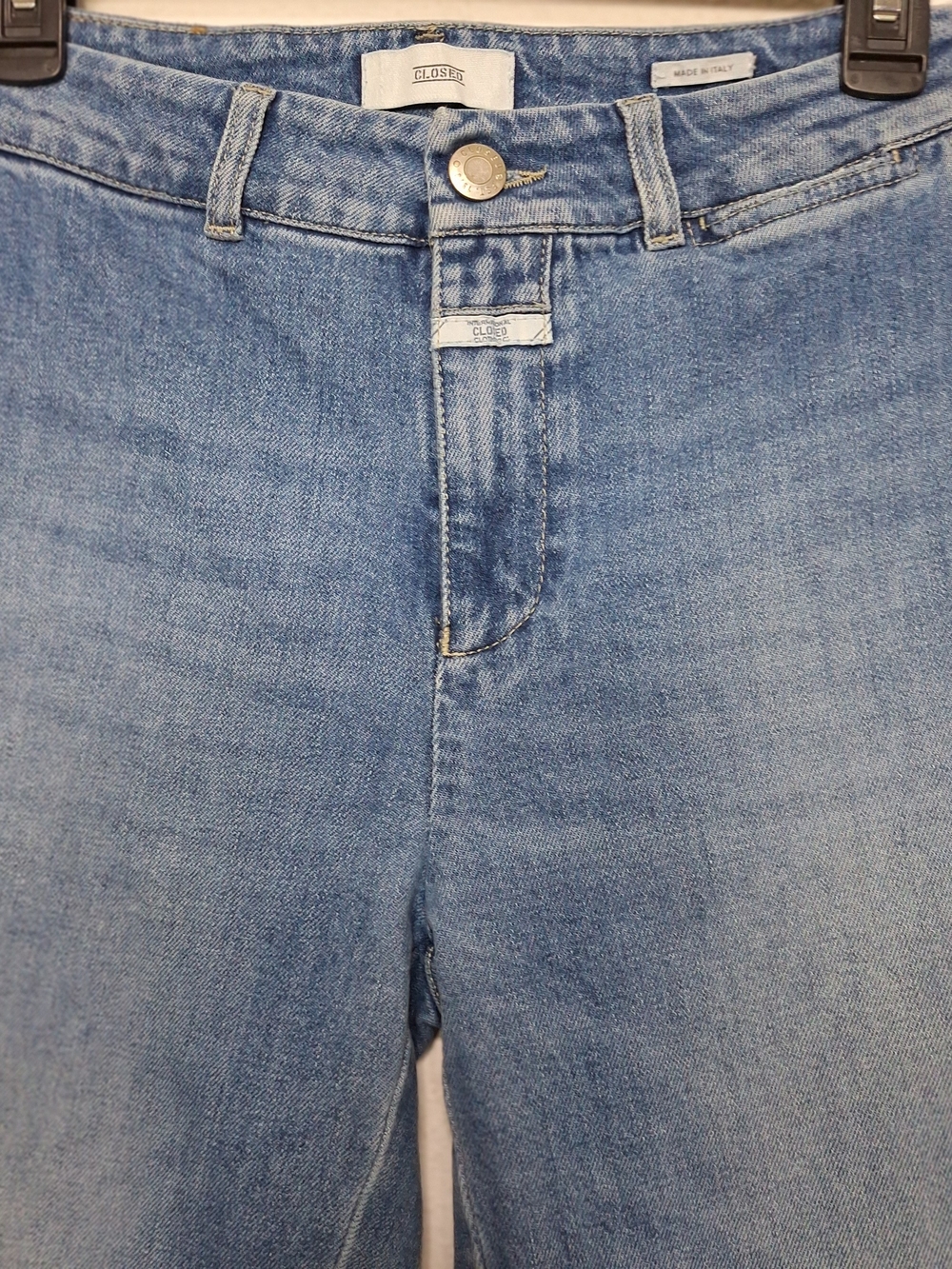 Closed Women's Mina Medium Wash Fray Hem Wide Leg Italian Denim Jeans Size 25 - Picture 3 of 13